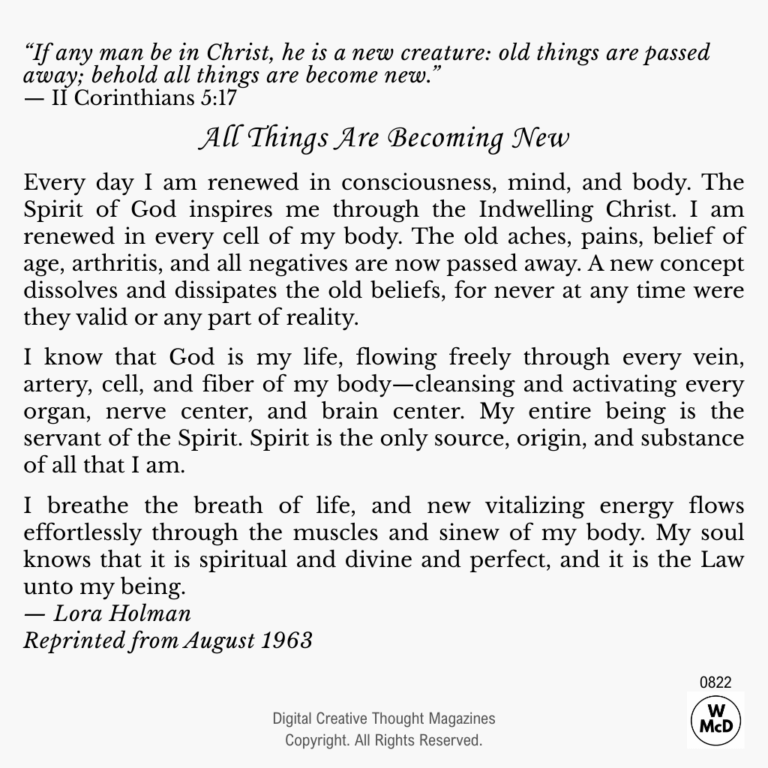 Creative Thought: Affirmative Prayer-All Things Are Becoming New