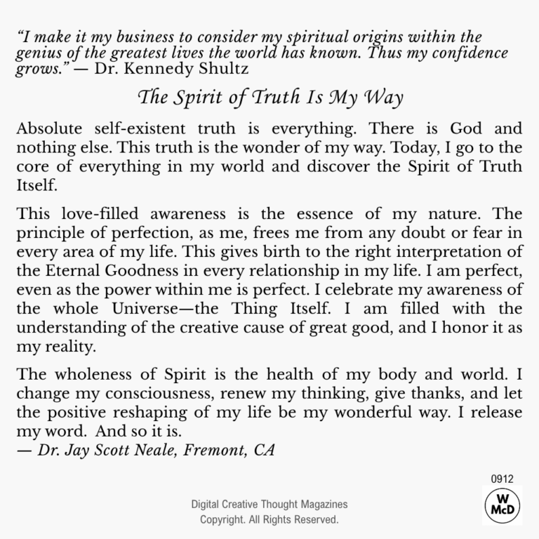 Creative Thought: Affirmative Prayer-The Spirit of Truth Is My Way