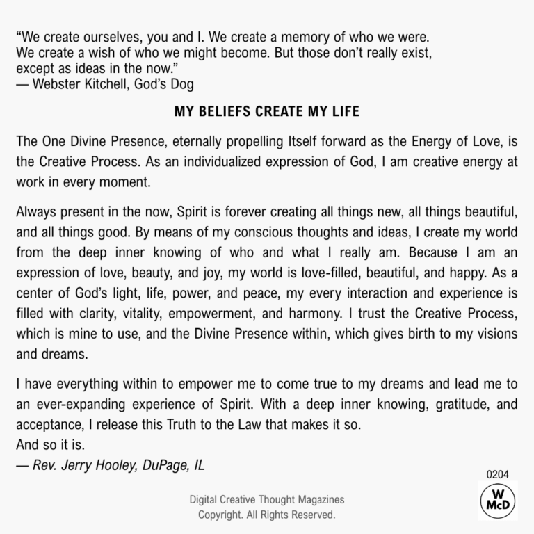 Creative Thought My Beliefs Create My Life