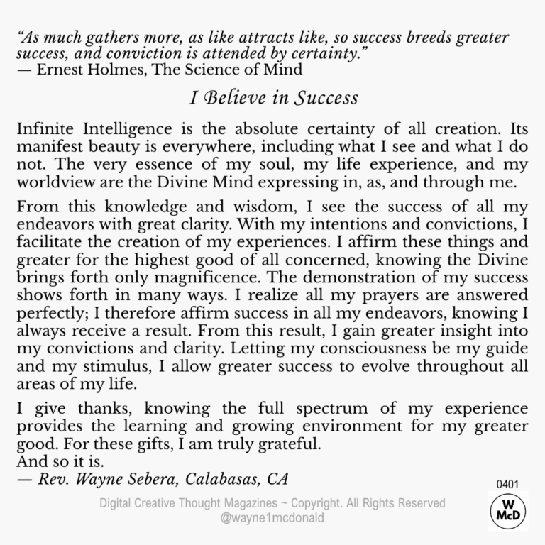 I Believe in Success Creative Thought