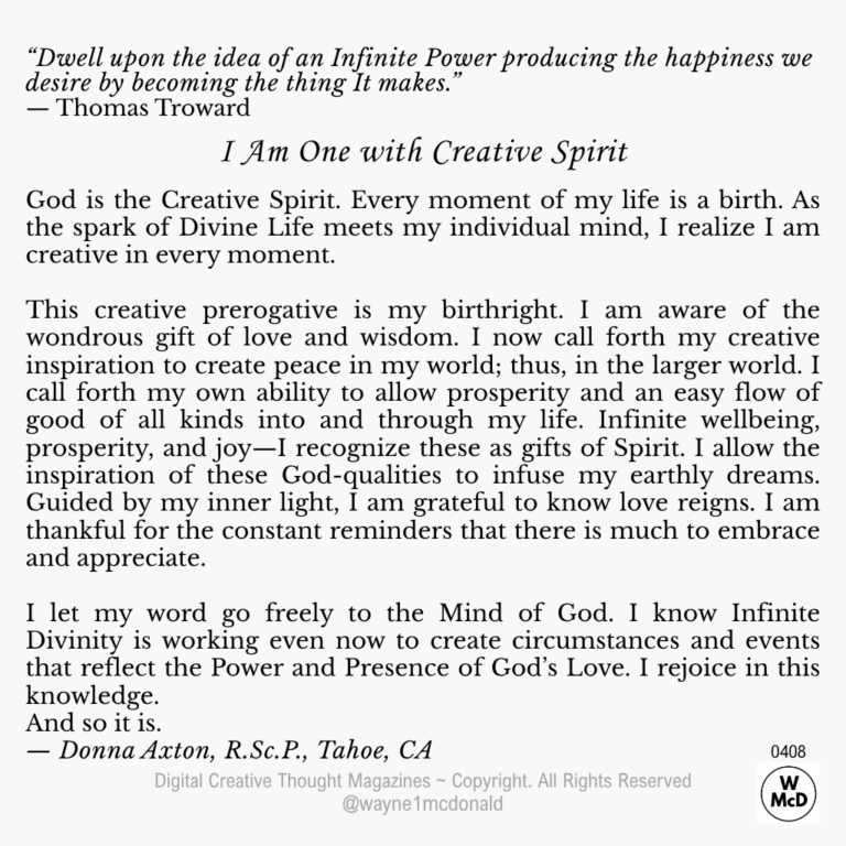 I Am One with Creative Spirit Creative Thought