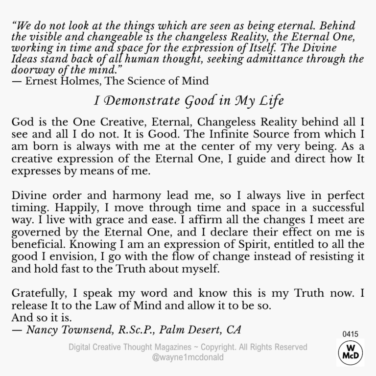 I Demonstrate Good in My Life Creative Thought