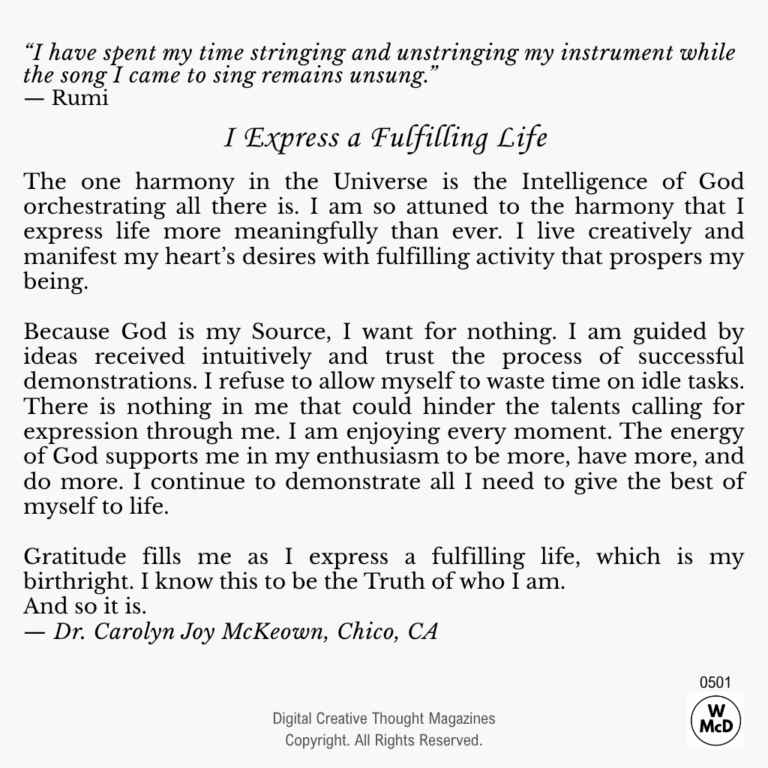 Creative Thought I Express a Fulfilling Life