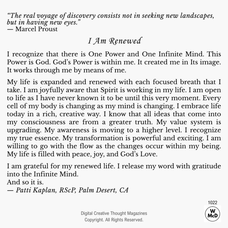 Creative Thought I Am Renewed