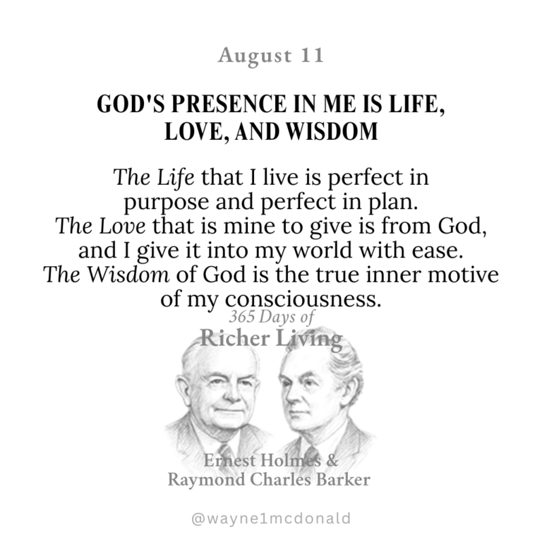 GOD’S PRESENCE IN ME IS LIFE: 365 Richer Living Ernest Holmes
