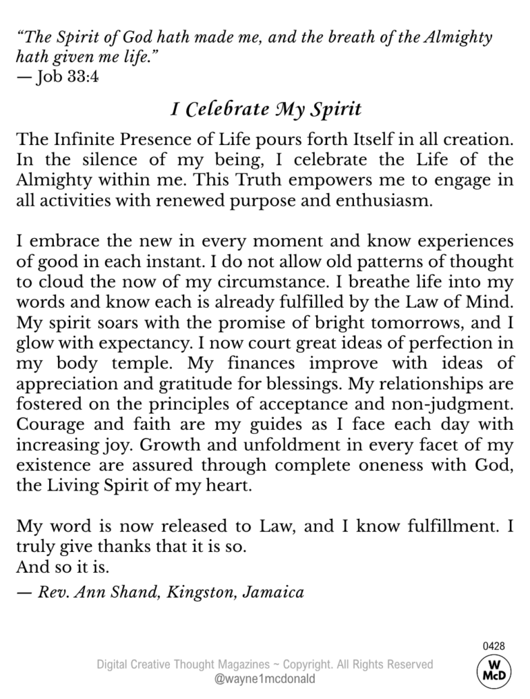 I Celebrate My Spirit-Creative Thought