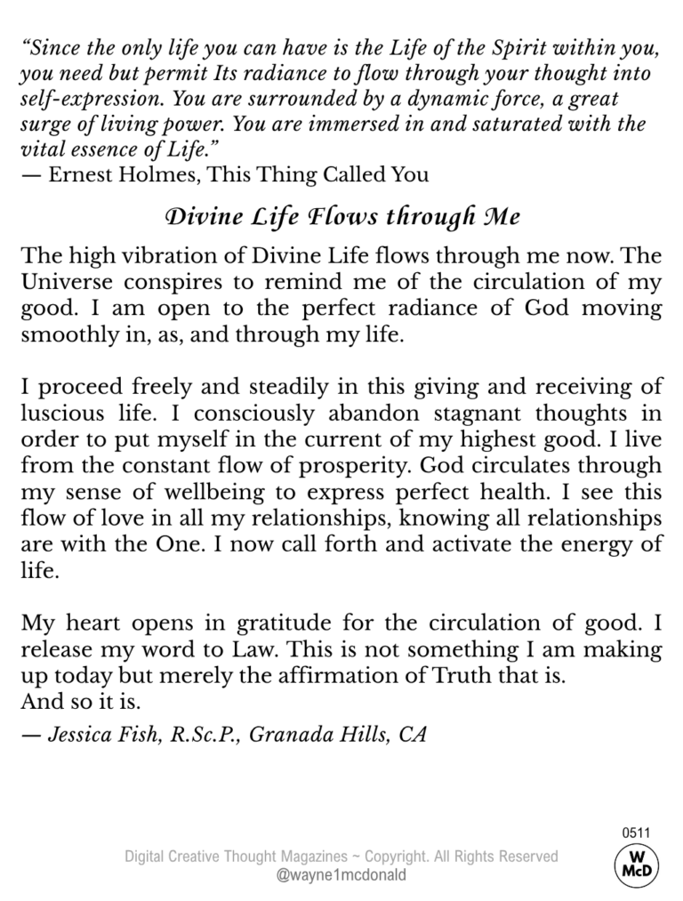 Divine Life Flows through Me-Creative Thought