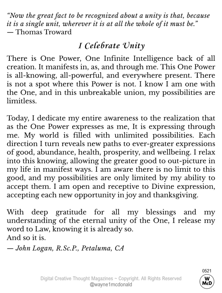 I Celebrate Unity-Creative Thought