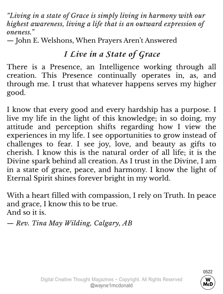 I Live in a State of Grace-Creative Thought